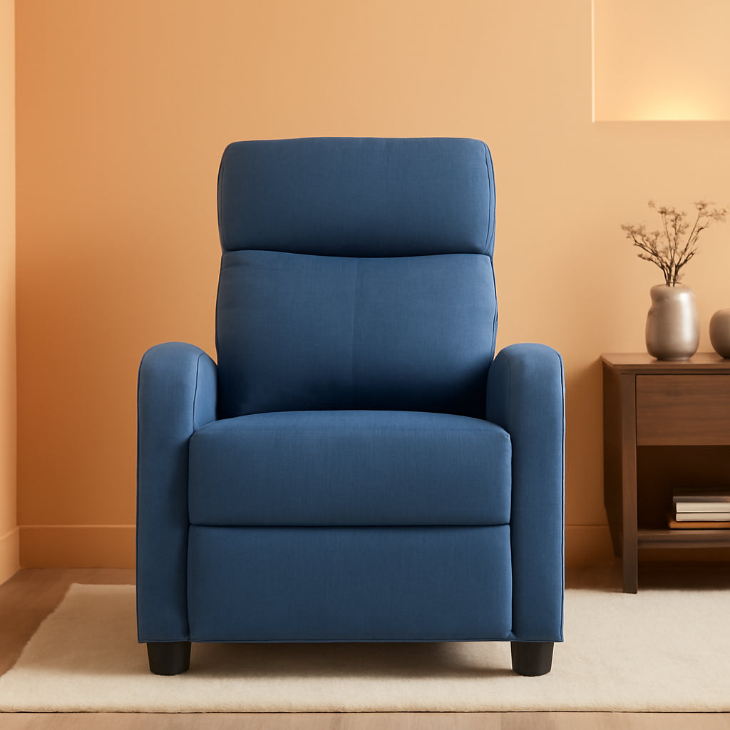 Blue Fabric Recliner Chair For Living Room Home Theater-0