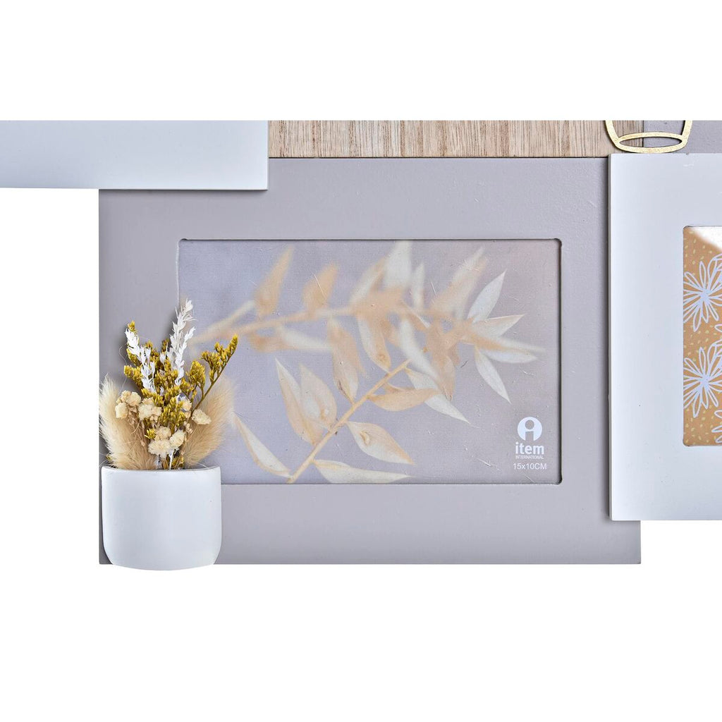 Photo frame DKD Home Decor Love Home Wood Flower Natural (46 x 3 x 39 cm) (2 Units)