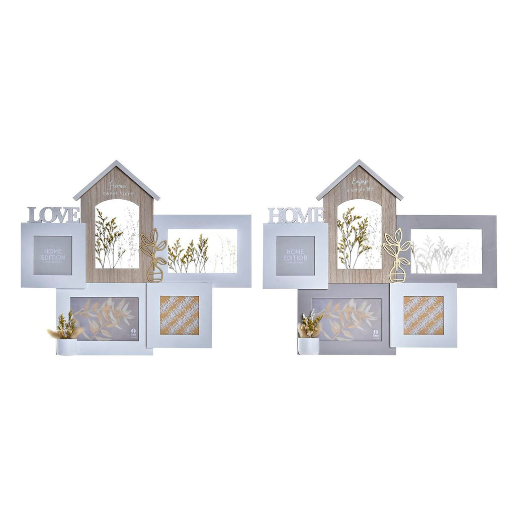 Photo frame DKD Home Decor Love Home Wood Flower Natural (46 x 3 x 39 cm) (2 Units)