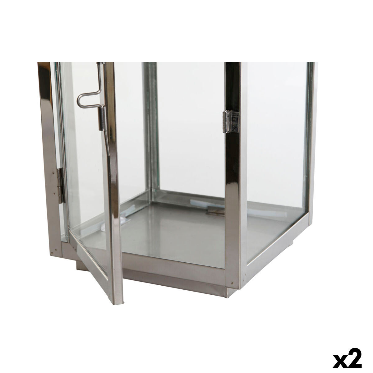 Lantern DKD Home Decor Golden Silver Aluminium Crystal 14 x 14 x 35 cm (2 Units)