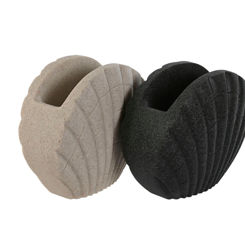 Glass Home Grey Cream Resin 12 X 6 X 10,5 cm (2 Units)
