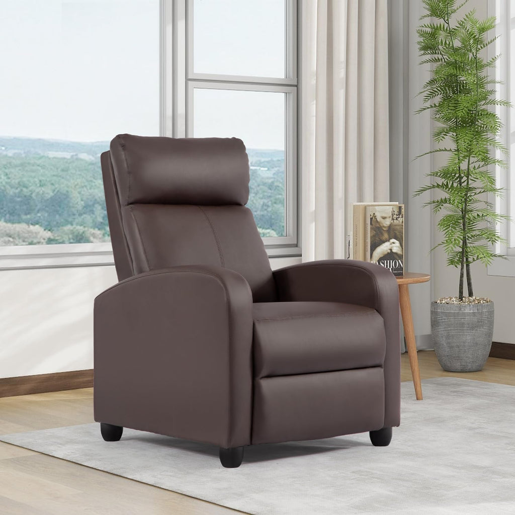 Brown Leather Recliner Chair For Living Room Home Theater-3