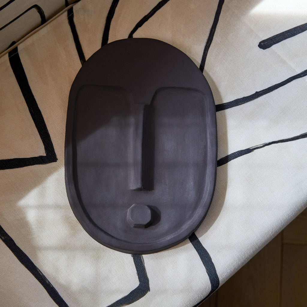 Ceramic Decorative Wall Mask - Anthracite Grey