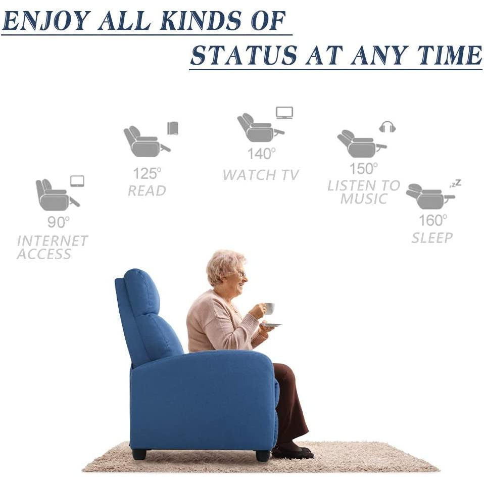 Blue Fabric Recliner Chair For Living Room Home Theater-4