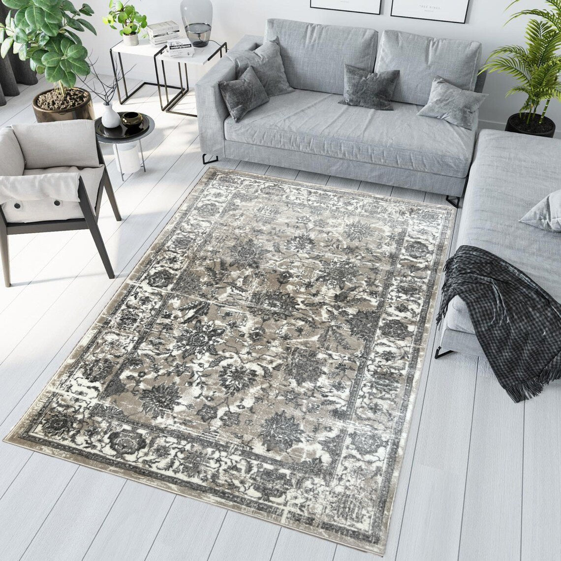 Canvello Area Rugs Premium Rugs for Living Room, Bedroom, Home Dining, Ivory, Grey, Beige-1