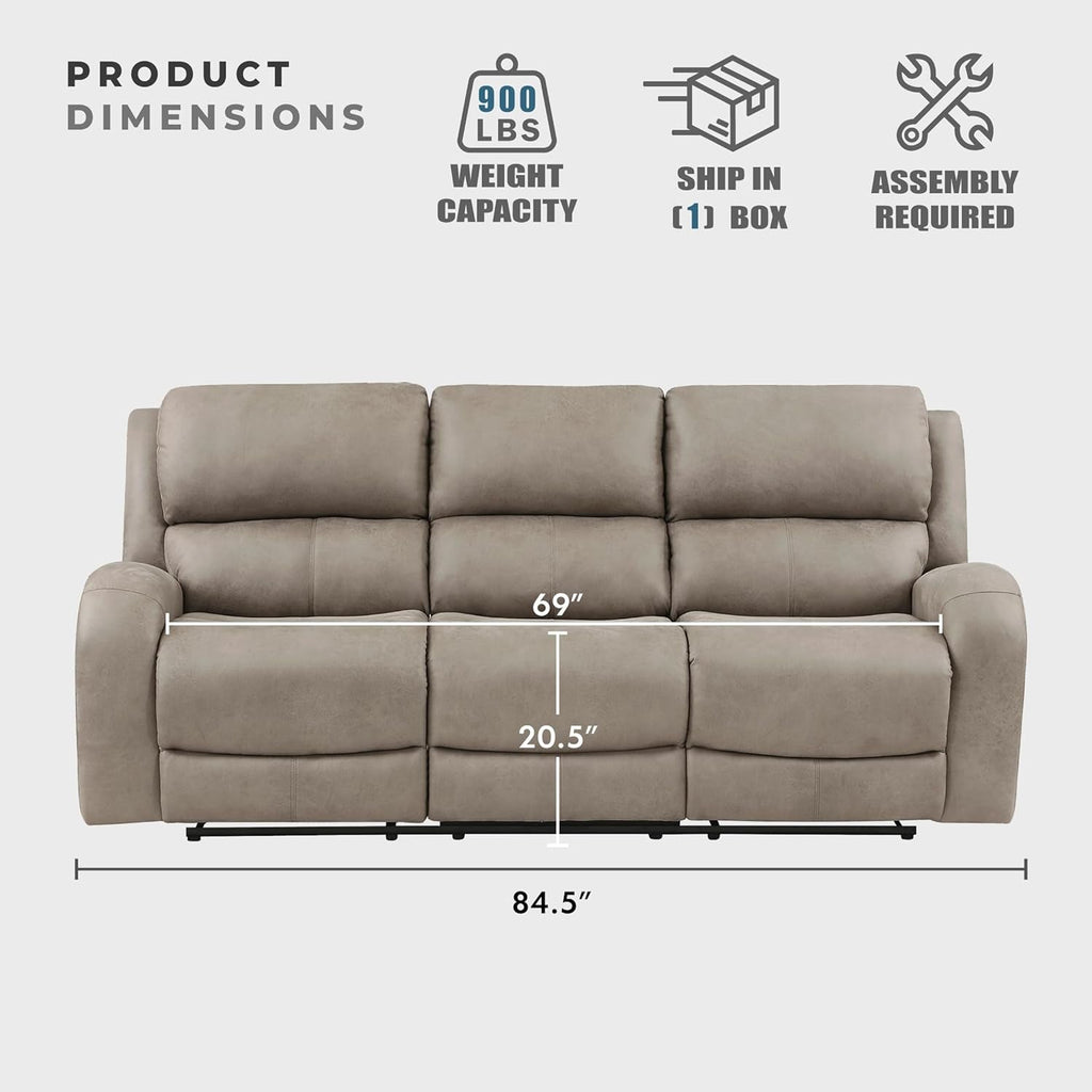 84.5 Inch Brown Recliner Couch Living Sofa Home Theater-1