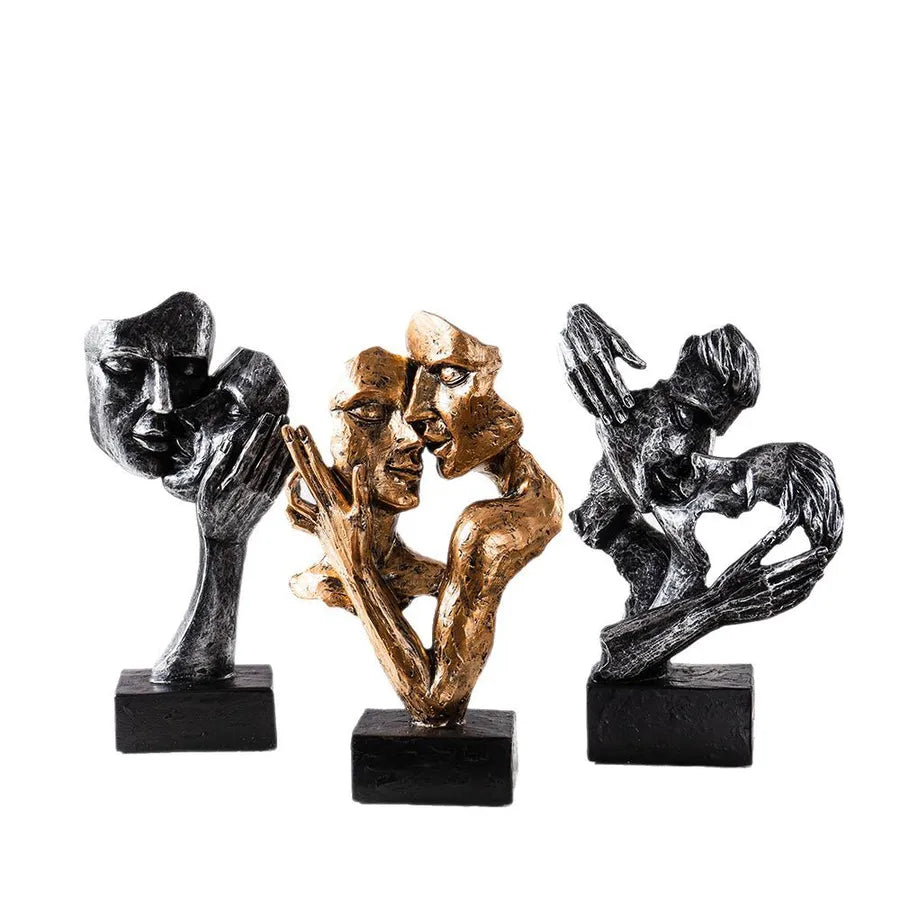 Nordic Creative Resin Couple Figurines Artistic Home Decorations Living Room Dining Table Small Accessories Simple Style